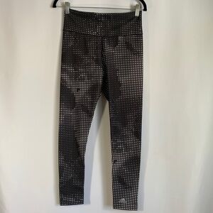 Adidas Black & White Polkadot Compression Athletic Leggings